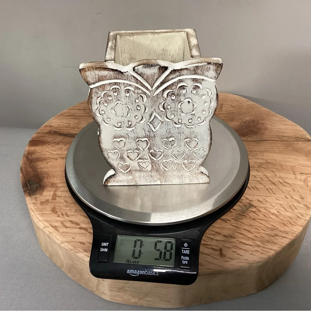 ⚪️ Rustic Solid Wood Owl Design Pencil / Pen / Business Card Holder - Like New